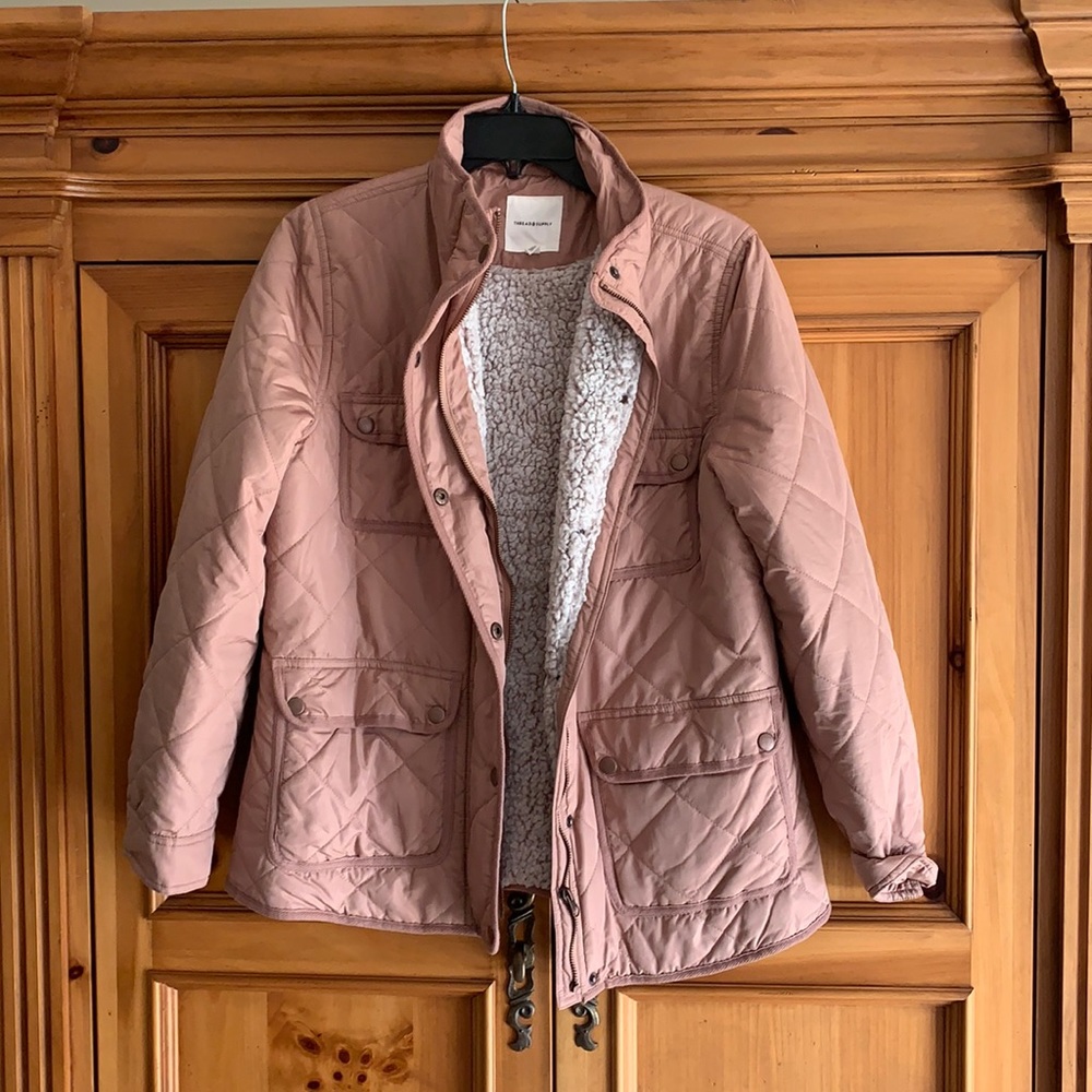 Thread & Supply Shearling-lined Light Pink Puffer